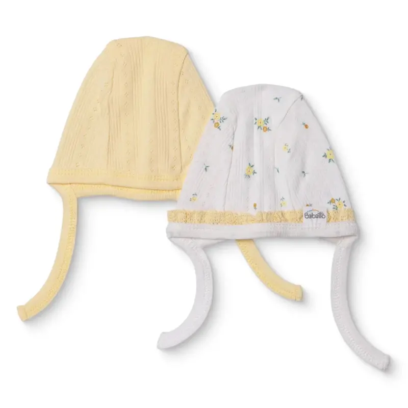 Bebetto Girls Hat Floral Print Lace-Up Bloom - Yellow 1