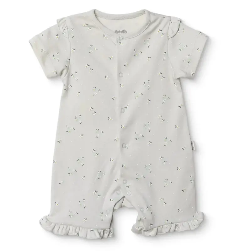 Bebetto Girls Short Romper Floral Print Snap Fastening Flower Garden Crew Neck Short Length Short Sl - Multicolour 1