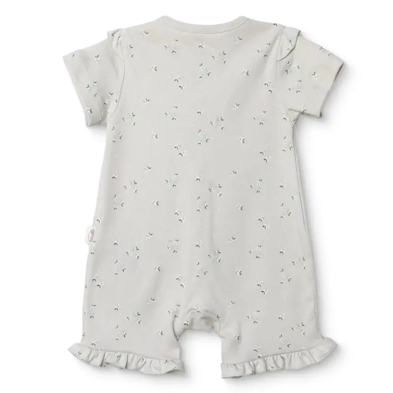 Bebetto Girls Short Romper Floral Print Snap Fastening Flower Garden Crew Neck Short Length Short Sl - Multicolour 2