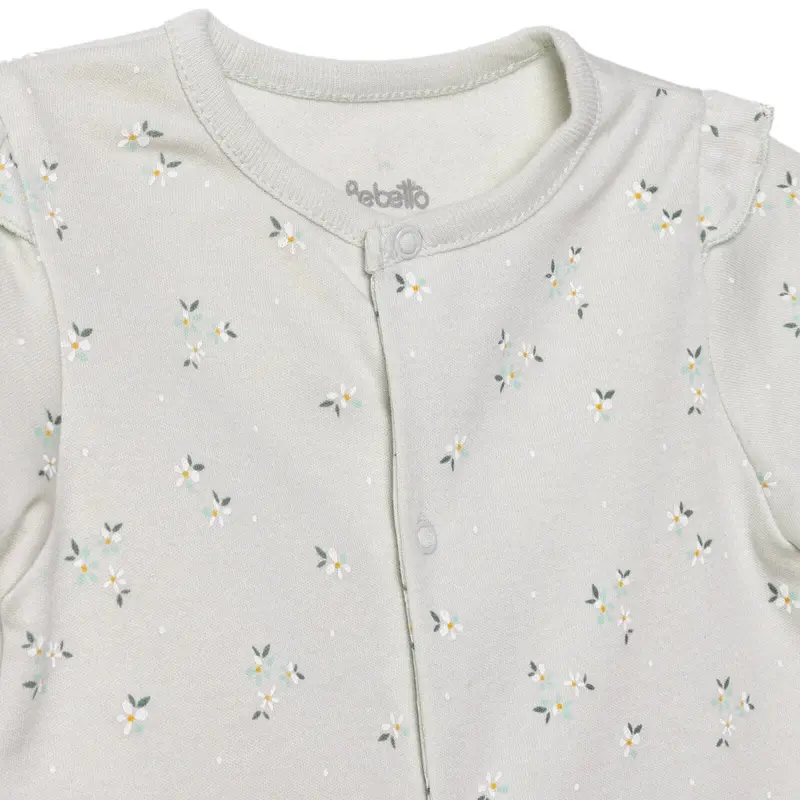 Bebetto Girls Short Romper Floral Print Snap Fastening Flower Garden Crew Neck Short Length Short Sl - Multicolour 3