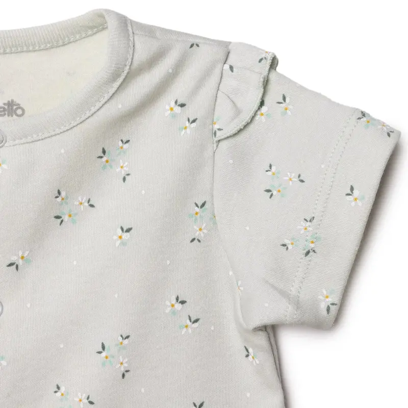 Bebetto Girls Short Romper Floral Print Snap Fastening Flower Garden Crew Neck Short Length Short Sl - Multicolour 4