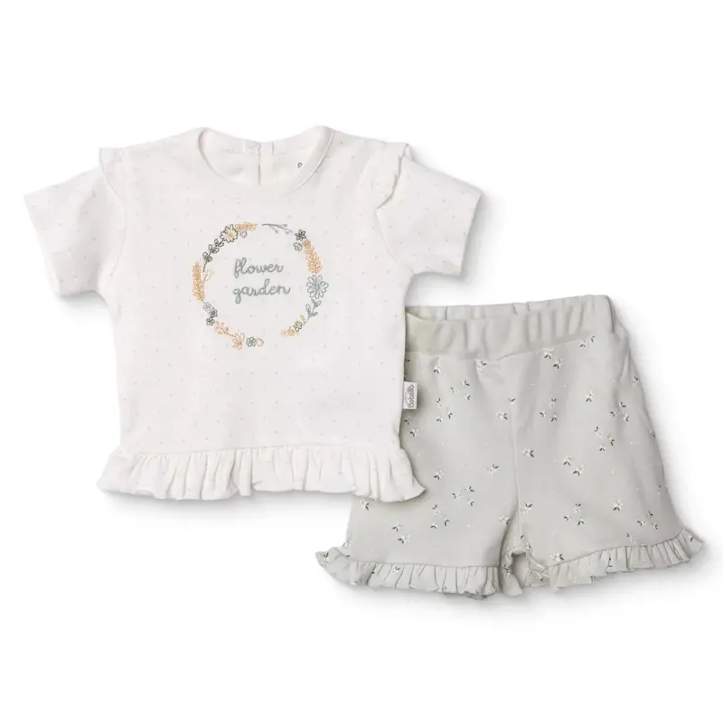 Bebetto Girls T-Shirt & Shorts Set Floral Print Flower Garden Crew Neck Short Length Short Sleeve - Multicolour 1