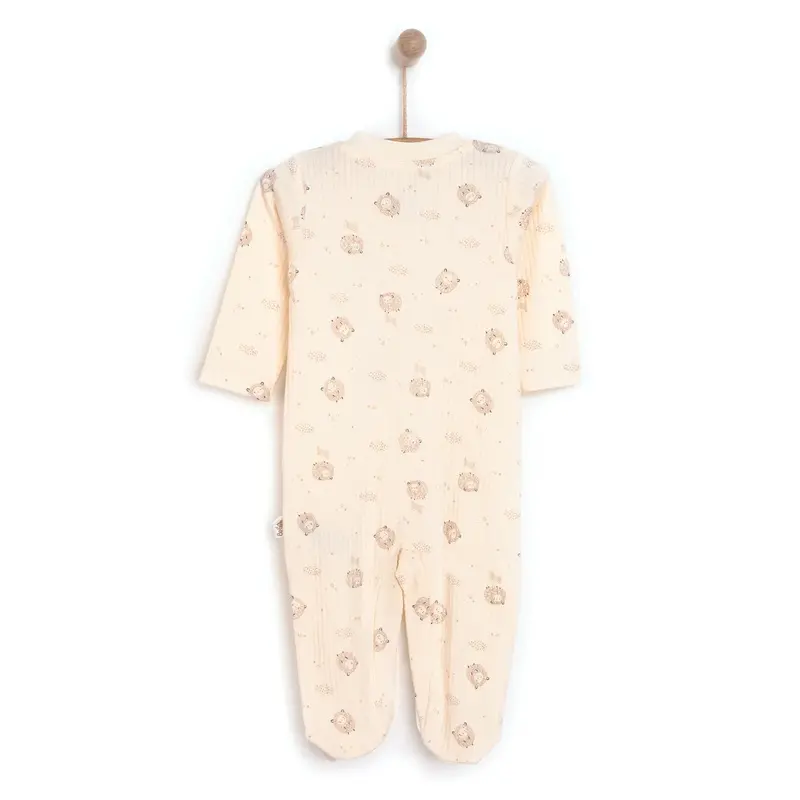 Bebetto Newborn Organic Little Lamp Footed Jumpsuit - Ecru 2