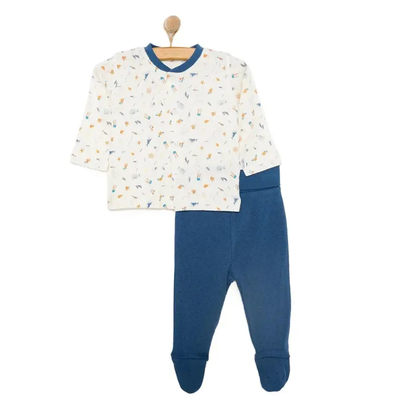 Bebetto Ship Boy Boy Cardigan - Footed Bottom - Navy Blue 1
