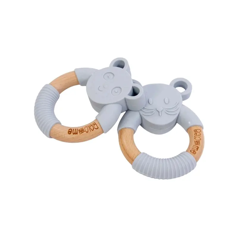 Belo&Me Penny Panda Animal Wood Teether 3+ Months - Blue 1