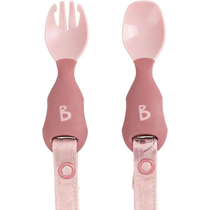 Bibado Handi Cutlery Attachable Weaning Cutlery Set 6+ Months Pack Of 2 - Blush 1