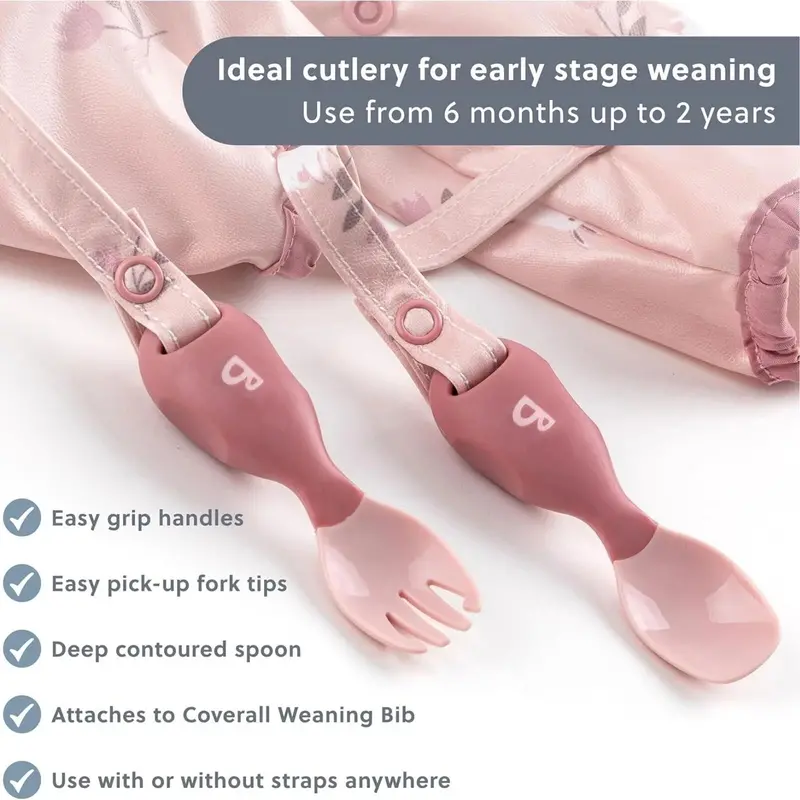 Bibado Handi Cutlery Attachable Weaning Cutlery Set 6+ Months Pack Of 2 - Blush 2