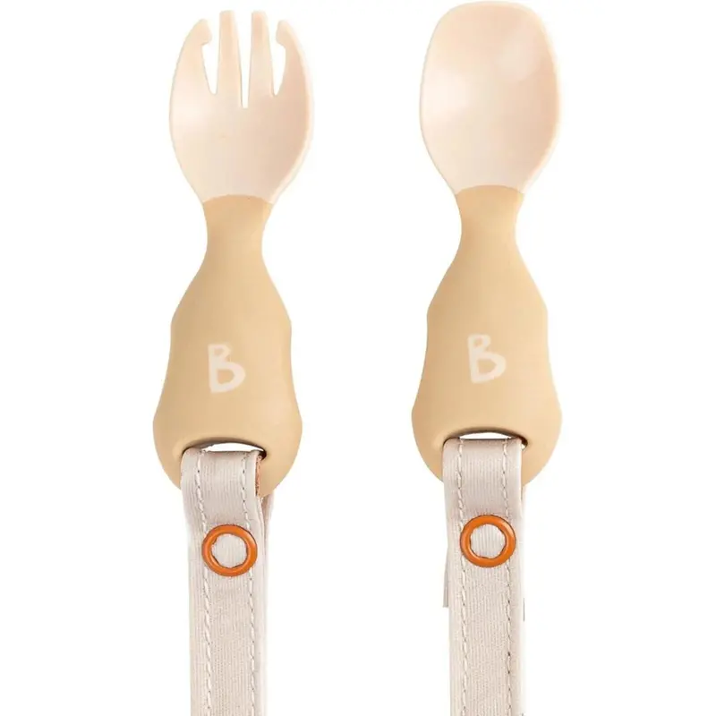 Bibado Handi Cutlery Attachable Weaning Cutlery Set 6+ Months Pack Of 2 - Fawn 1