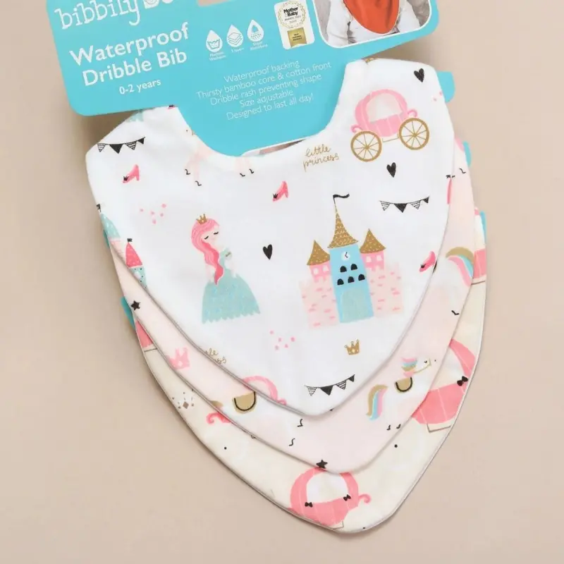 Bibbilyboo Waterproof Dribble Bib Pack Of 3 - Princess 2