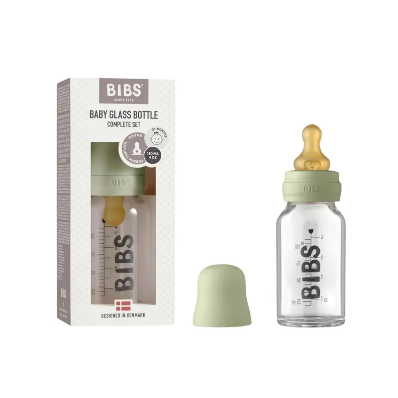 Bibs Baby Glass Bottle Complete Set Latex 110Ml - Sage 1