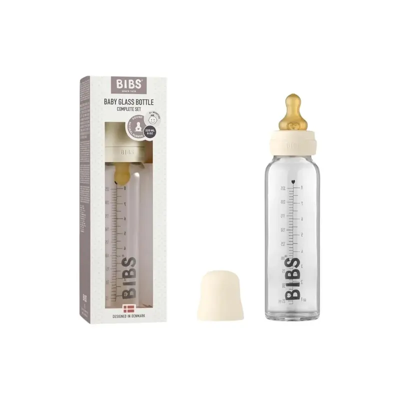Bibs Baby Glass Bottle Complete Set Latex 225Ml - Ivory 1
