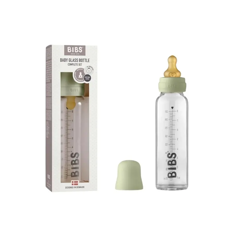 Bibs Baby Glass Bottle Complete Set Latex 225Ml - Sage 1