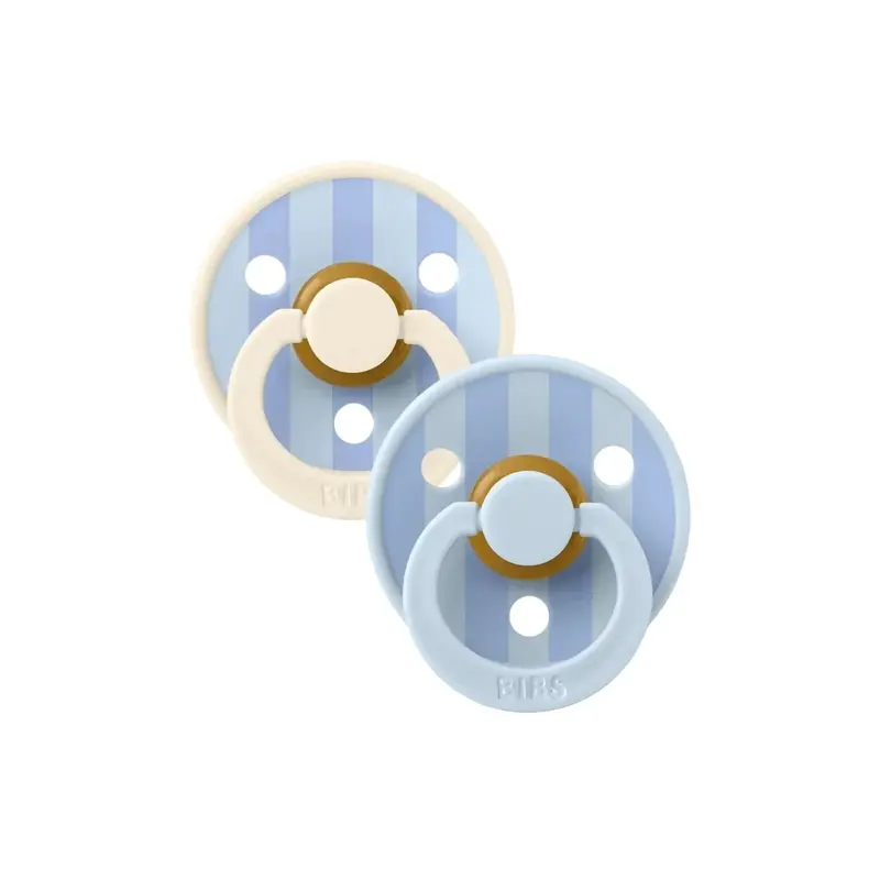 Bibs Block Latex Soothers 0-6 Months Pack Of 2 - Baby Blue & Dusty Blue 1