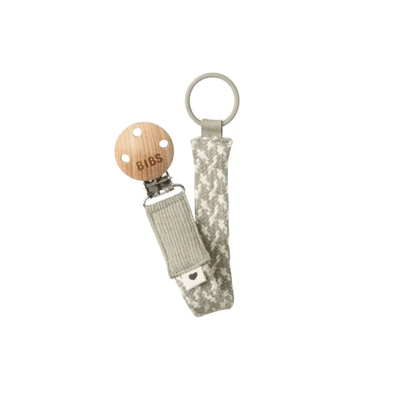 Bibs Pacifier Clip Braided - Sand & Ivory 1