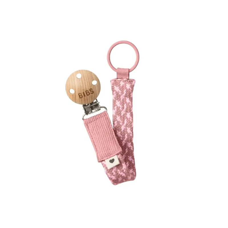 Bibs Soother Clip Braided - Dusty Pink & Baby Pink 1