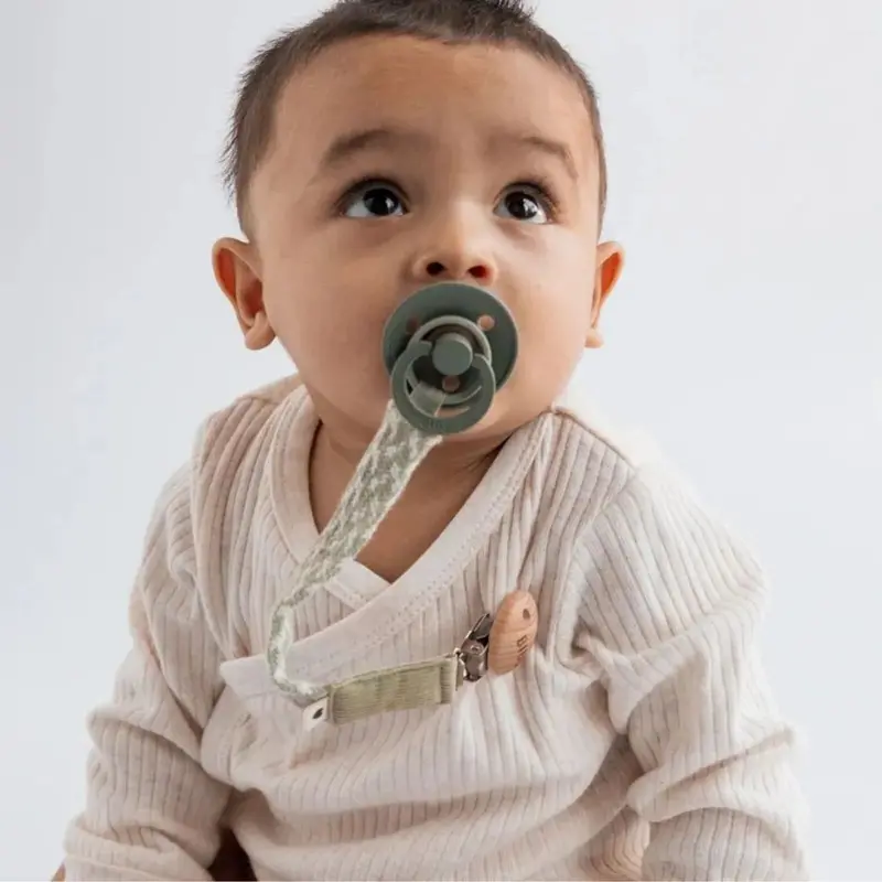 Bibs Soother Clip Braided - Dusty Pink & Baby Pink 2