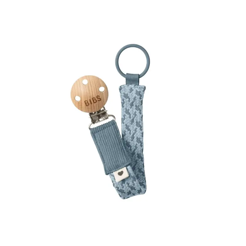 Bibs Soother Clip Braided - Petrol & Baby Blue 1