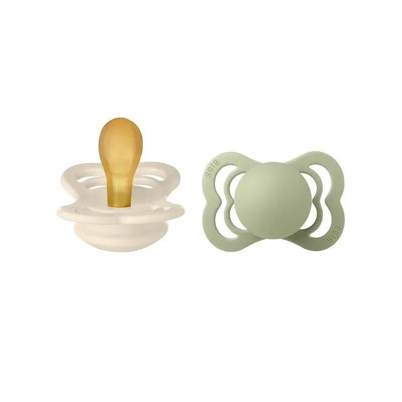 Bibs Supreme Latex Soothers 0-6 Months Pack Of 2 - Ivory & Sage 2