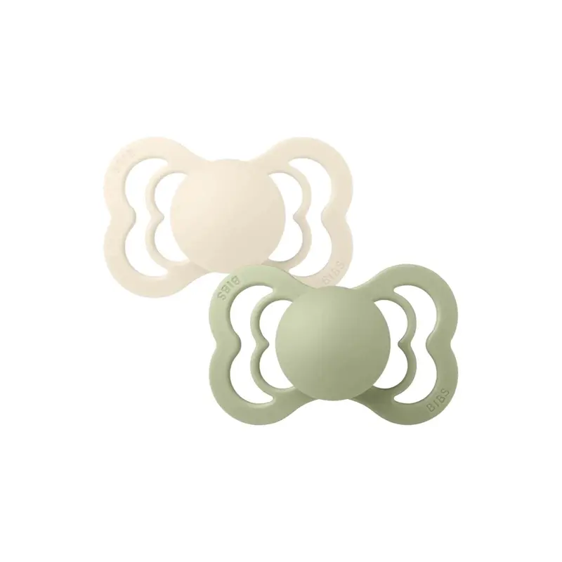 Bibs Supreme Latex Soothers 6+ Months Pack Of 2 - Ivory & Sage 1