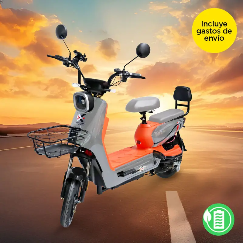 Bicicleta Eléctrica Gris Con Naranja Kiwo Kl 800 1