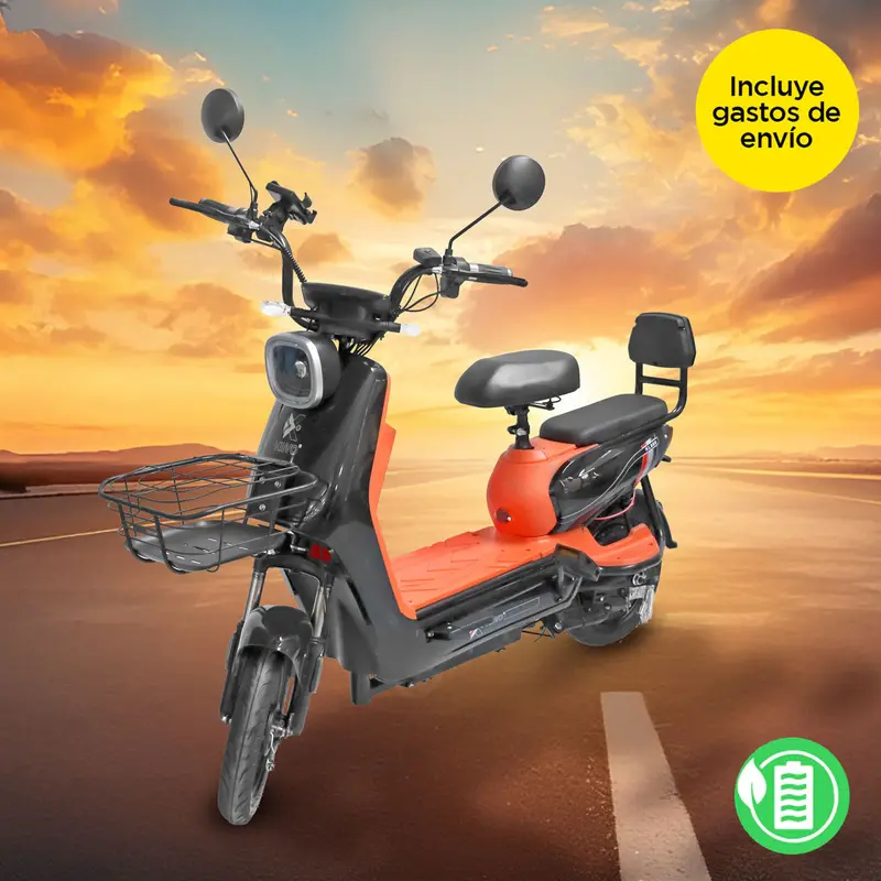 Bicicleta Eléctrica Negro Con Naranja Kiwo Kl 800 1