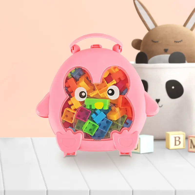 Bloques De Colores Con Estuche De Pingã¼ino Rosa 1