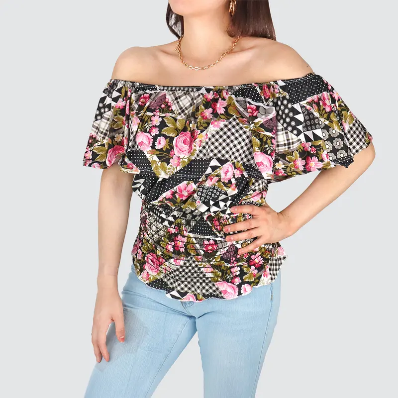 Blusa Campesina Para Dama, Color Negro 1