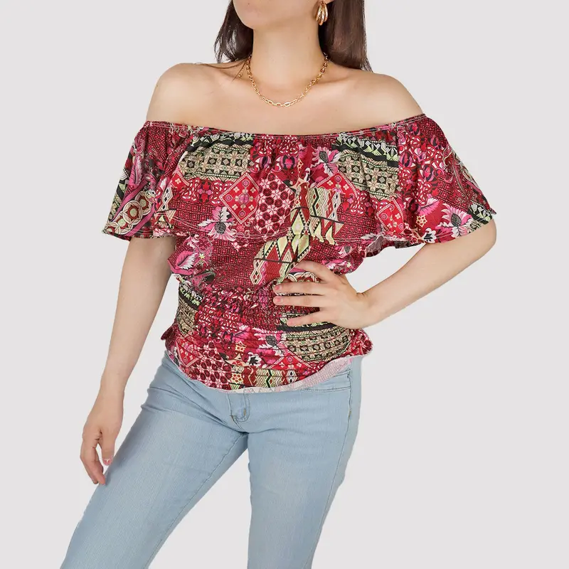 Blusa Campesina Para Dama, Color Rojo 1
