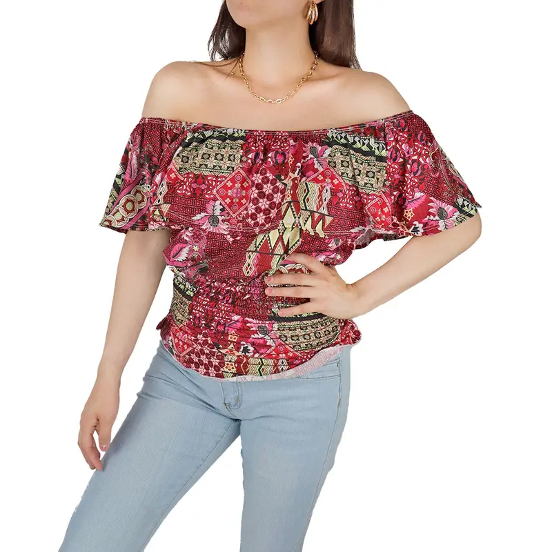 Blusa Campesina Para Dama, Color Rojo 2