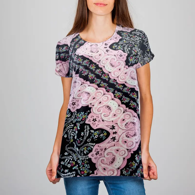 Blusa Casual Color Rosa Claro Con Negro Para Dama 1