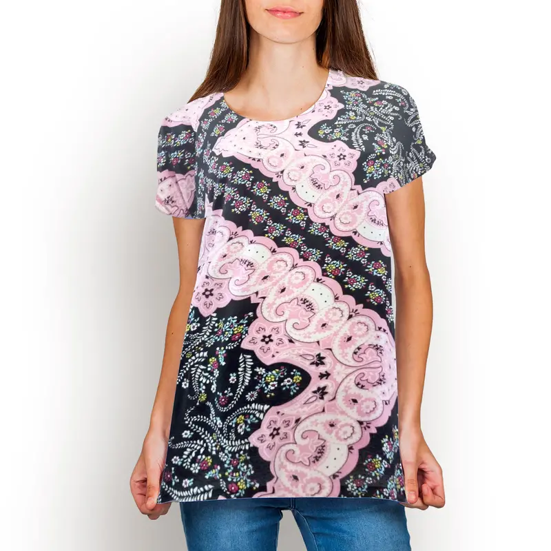 Blusa Casual Color Rosa Claro Con Negro Para Dama 2