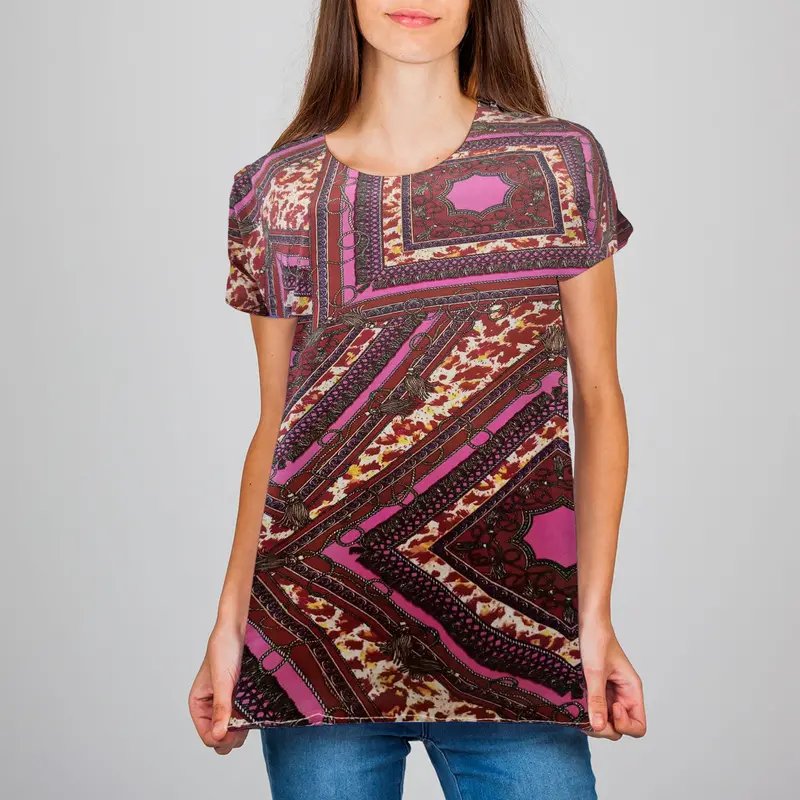 Blusa Casual Color Rosa Con Rojo Para Dama 1