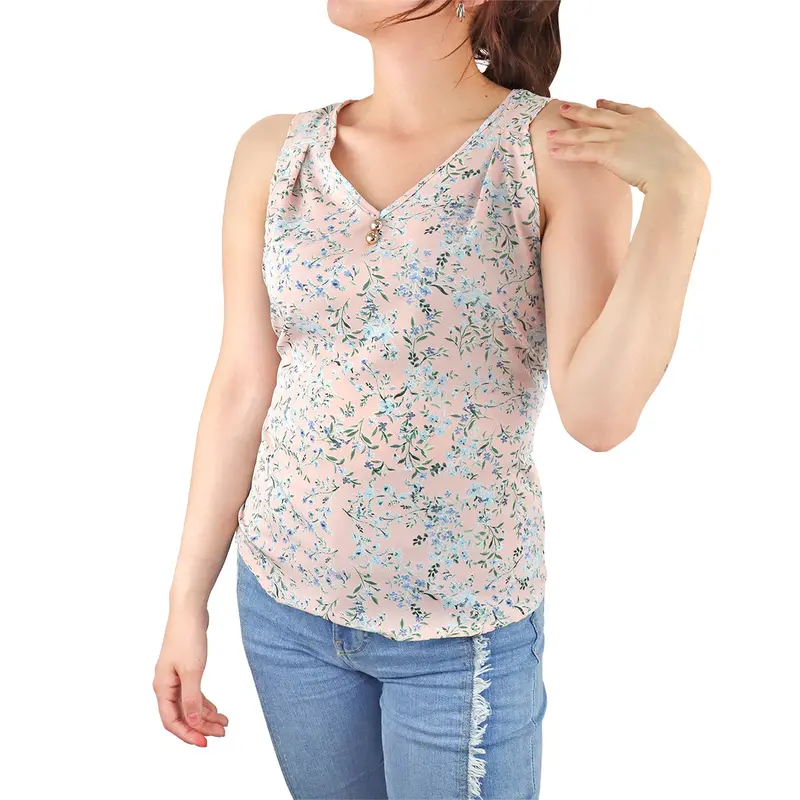 Blusa Casual Con Cuello V Para Dama, Color Rosa 2