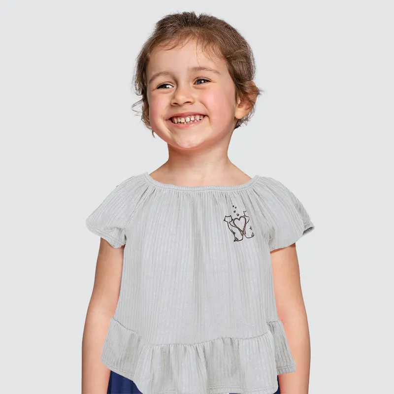 Blusa De Hombros Descubiertos Para Niña, Color Gris 1