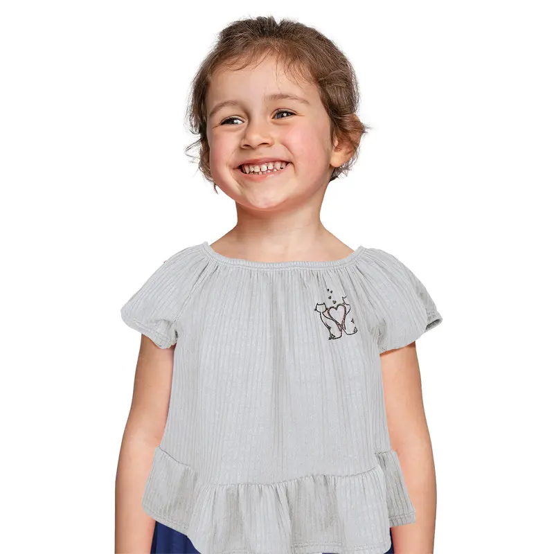 Blusa De Hombros Descubiertos Para Niña, Color Gris 2