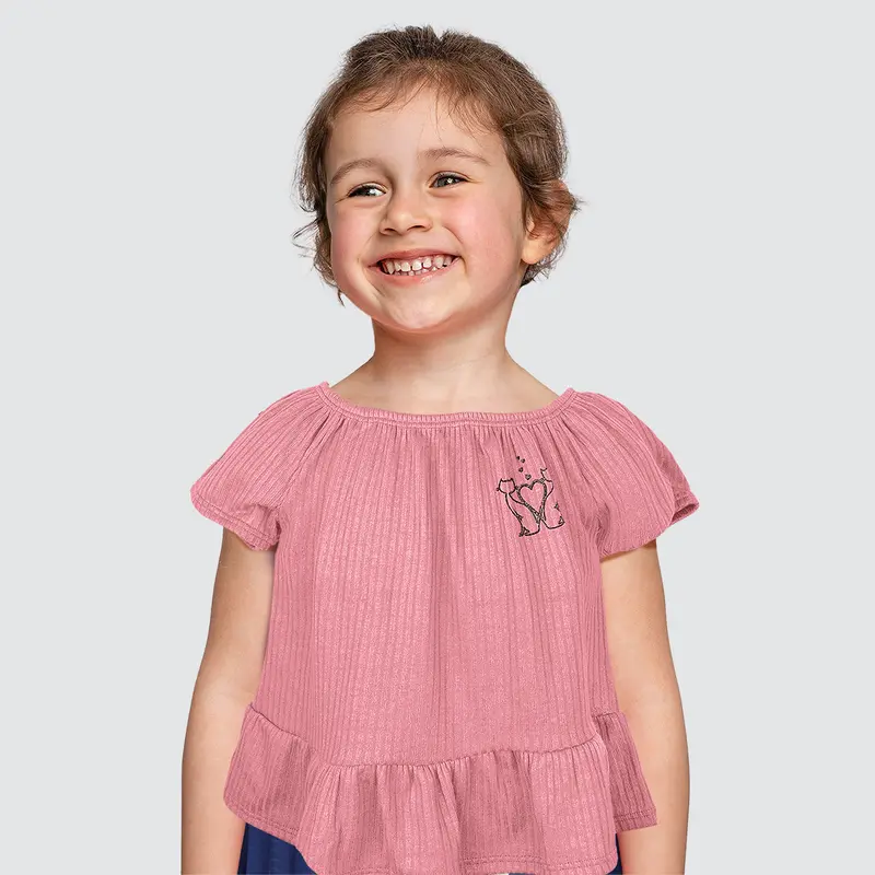 Blusa De Hombros Descubiertos Para Niña, Color Rosa 1