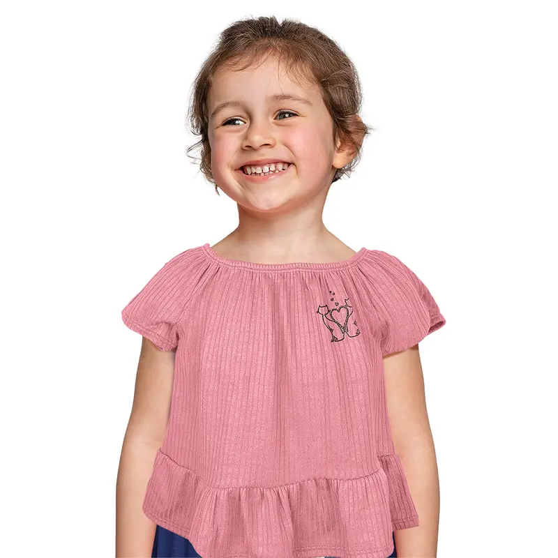 Blusa De Hombros Descubiertos Para Niña, Color Rosa 2
