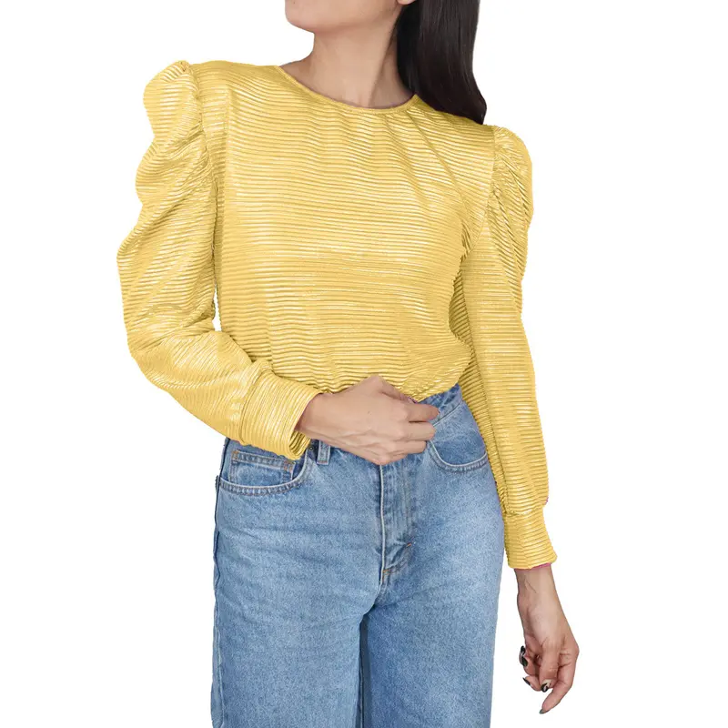 Blusa De Manga Corte Tipo Princesa Para Dama, Color Amarillo 2