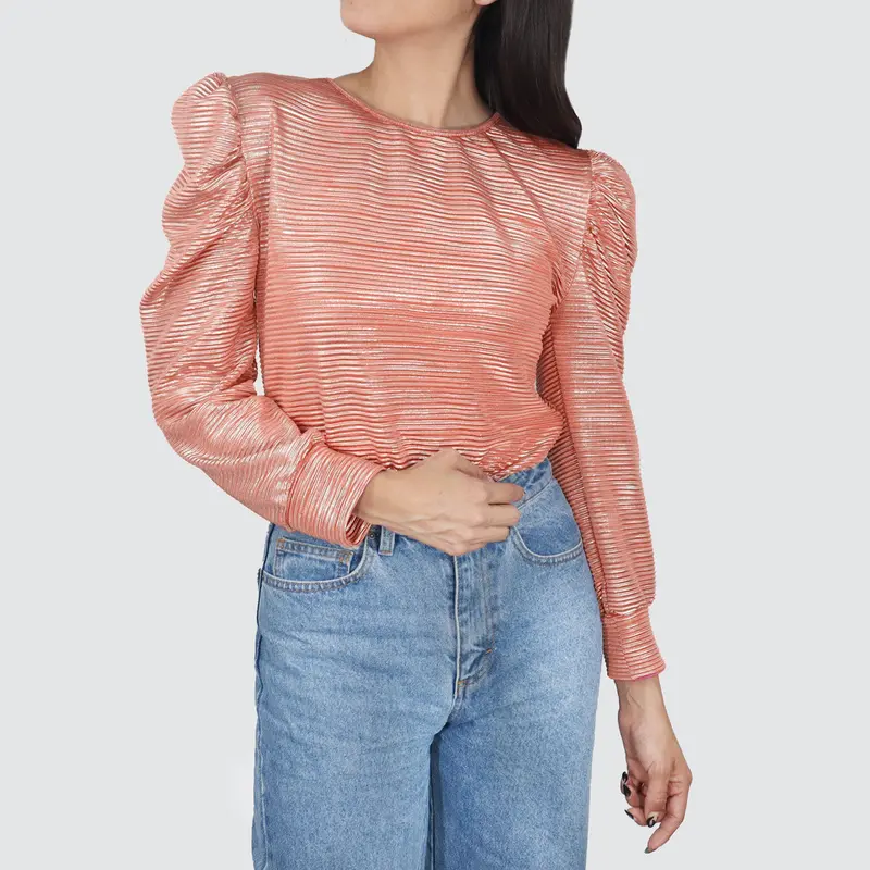 Blusa De Manga Corte Tipo Princesa Para Dama, Color Naranja 1