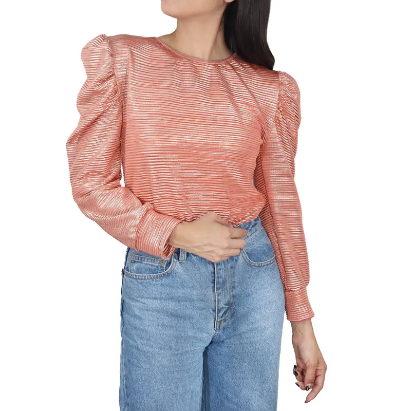 Blusa De Manga Corte Tipo Princesa Para Dama, Color Naranja 2