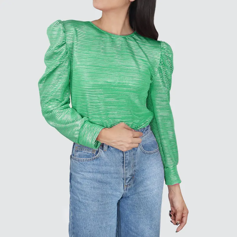 Blusa De Manga Corte Tipo Princesa Para Dama, Color Verde 1