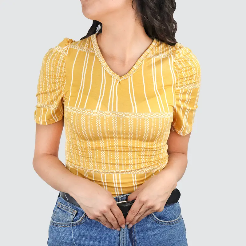 Blusa Juvenil Con Manga Tipo Princesa Para Dama, Color Amarillo 1
