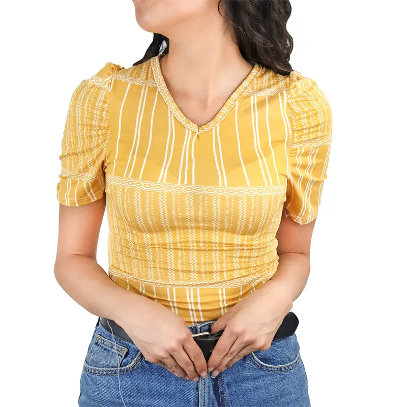 Blusa Juvenil Con Manga Tipo Princesa Para Dama, Color Amarillo 2