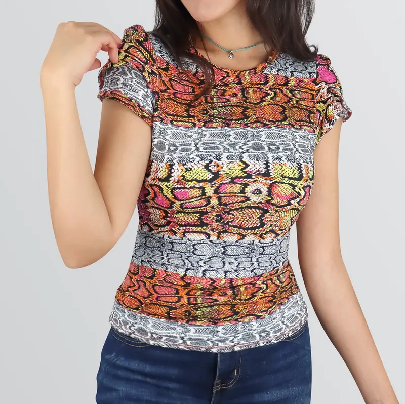 Blusa Juvenil Para Dama, Color Naranja Con Gris 1
