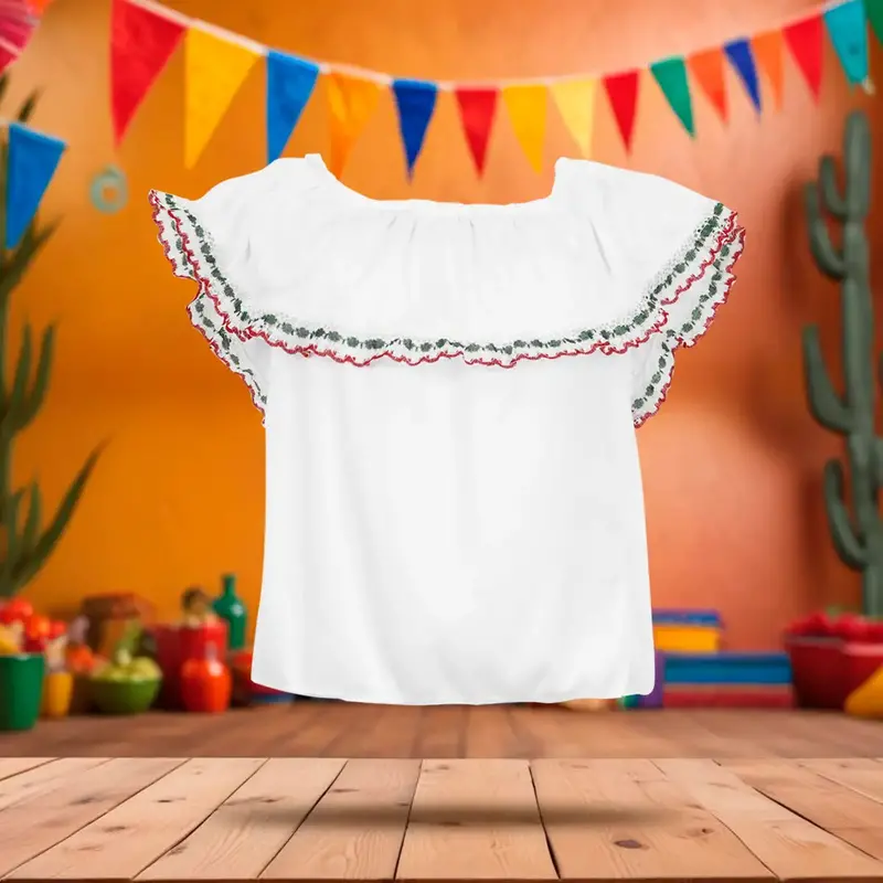 Blusa Regional, Color Blanco, Fiestas Patrias, Talla Chica 2