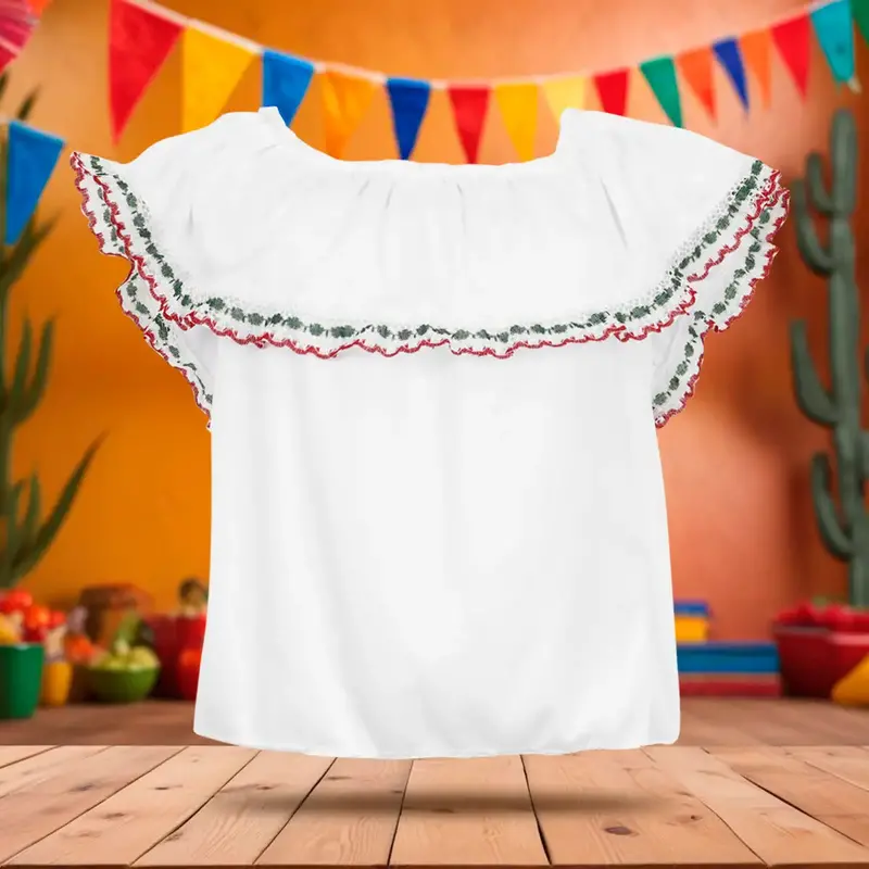 Blusa Regional, Color Blanco, Fiestas Patrias, Talla Grande 2
