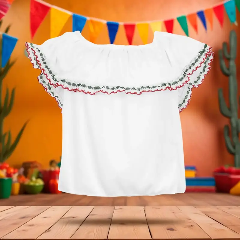 Blusa Regional, Color Blanco, Fiestas Patrias, Talla Mediana 2