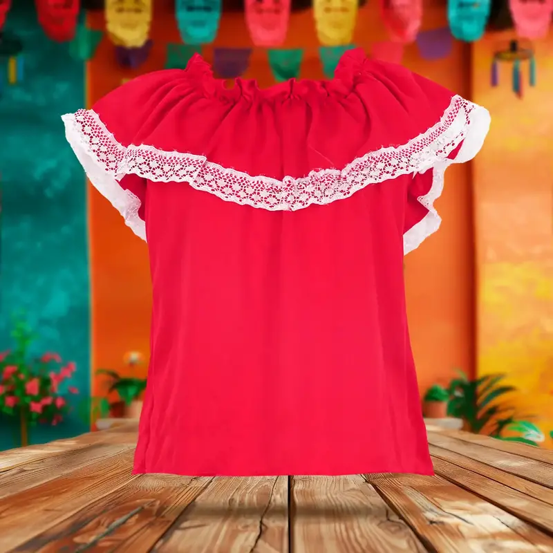 Blusa Regional, Color Rojo, Fiestas Patrias, Talla Grande 2