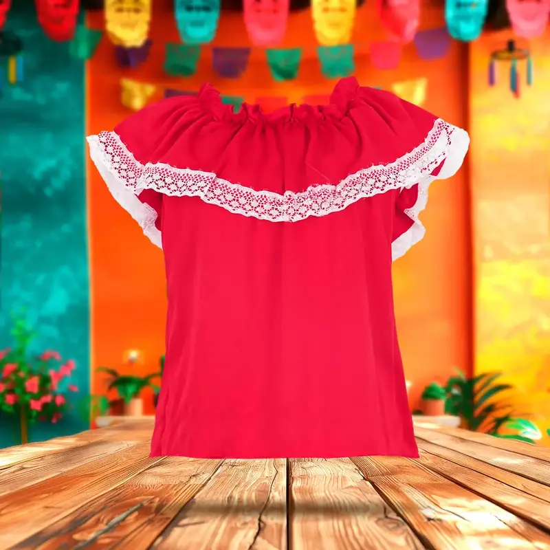 Blusa Regional, Color Rojo, Fiestas Patrias, Talla Mediana 2
