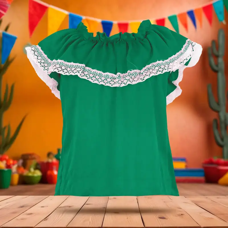 Blusa Regional, Color Verde, Fiestas Patrias, Talla Grande 2